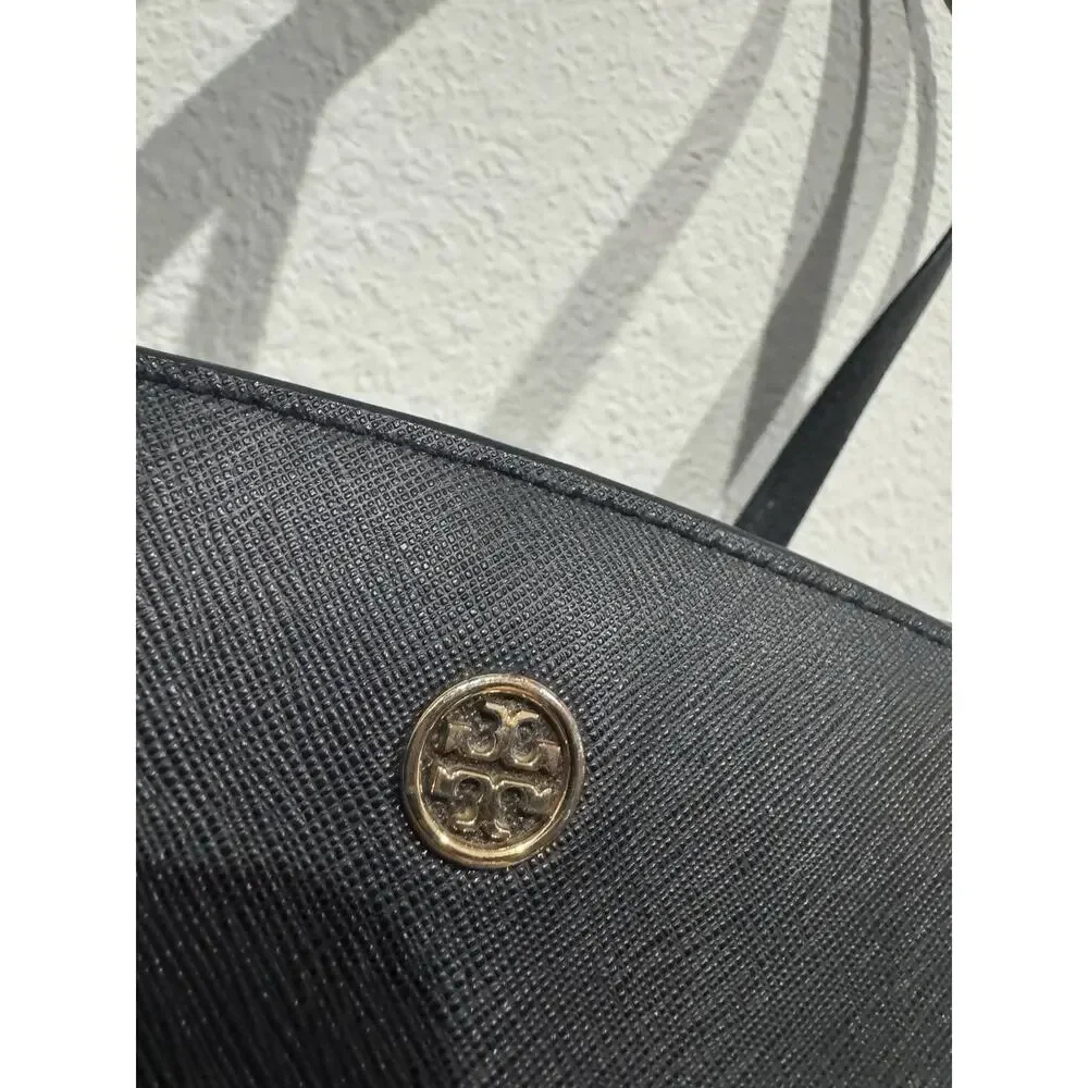 Tory Burch Black Saffiano Leather Robinson Tote Satchel Purse Bag